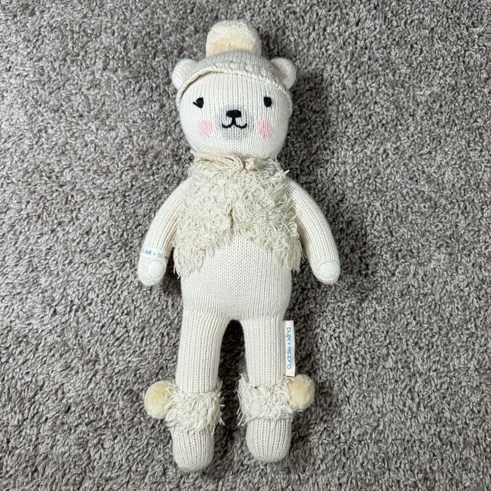Cuddle + Kind Plush Toy 15” Stella The Polar Bear Knit Doll Baby Kid 100% Cotton